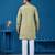 Pista green viscose silk thread & sequins embroidered work festival marriage function party wear straight mens kurta