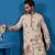 Beige viscose silk thread & sequins embroidered work wedding festival marriage function party wear straight mens kurta
