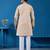 Beige viscose silk thread & sequins embroidered work wedding festival marriage function party wear straight mens kurta