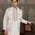 White silk premium thread & sequins embroidered work wedding festival party wear straight kurta with jacke and pant