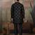 Black silk premium thread & sequins embroidered work wedding festival party wear straight kurta with jacke and pant