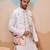 White silk premium thread & sequins embroidered work wedding festival party wear straight kurta with jacke and pant