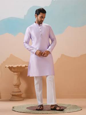 LAVENDER SILK PREMIUM THREAD & SEQUINS EMBROIDERED WORK WEDDING FESTIVAL PARTY WEAR STRAIGHT KURTA WITH JACKE AND PANT 6