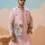Light pink viscose silk thread & sequins embroidered work wedding festival party wear straight kurta with jacke and pant