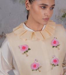 Beige embroidered satin co ord set