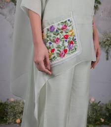 Green embroidered organza co ord set