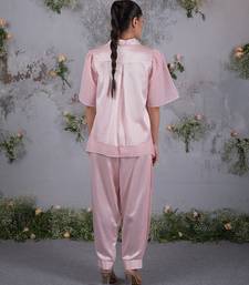 Pink embroidered silk co ord set