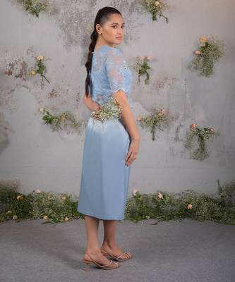 Blue embroidered silk co ord set 2