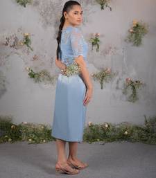 Blue embroidered silk co ord set
