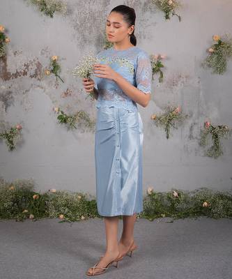 Blue embroidered silk co ord set 3