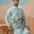 Sky blue viscose silk thread & sequins embroidered work wedding festival party wear straight kurta with jacke and pant