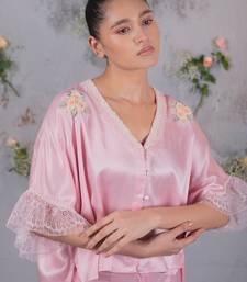 Pink embroidered silk co ord set