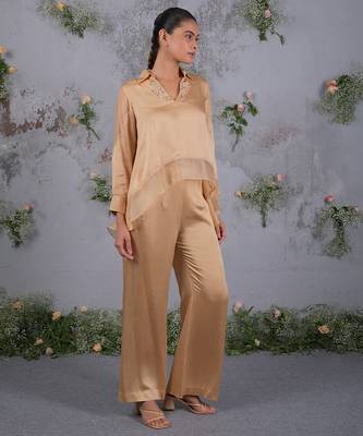 Gold satin co ord set 1
