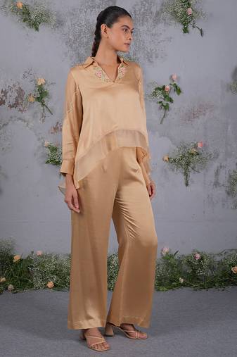 Gold satin co ord set