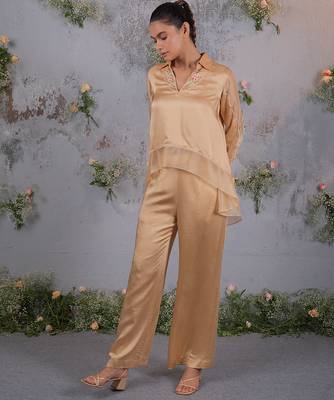 Gold satin co ord set 2