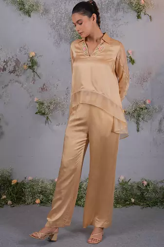Gold satin co ord set