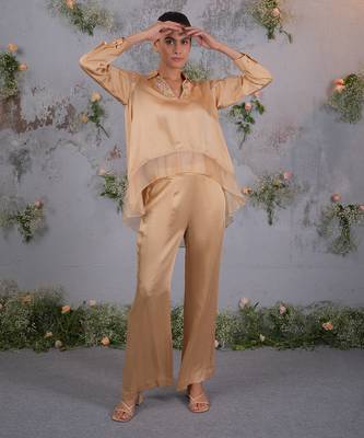 Gold satin co ord set 3