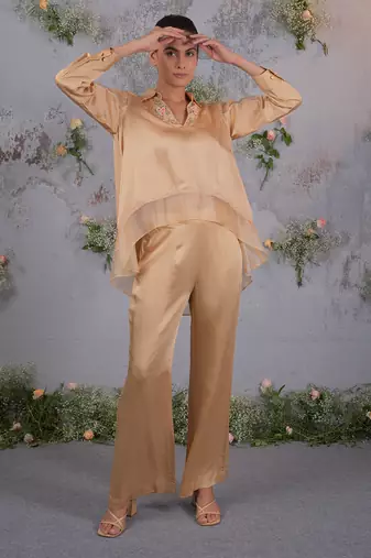 Gold satin co ord set