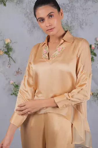 Gold satin co ord set