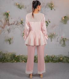 Pink embroidered silk co ord set