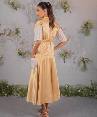 Gold embroidered silk co ord set 3