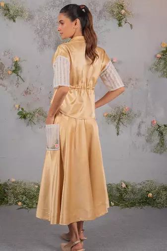Gold embroidered silk co ord set