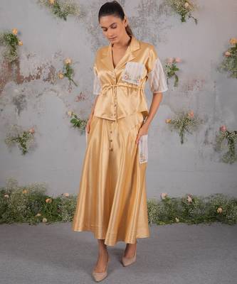 Gold embroidered silk co ord set 1