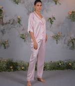 Pink embroidered silk co ord set