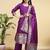 Readymade purple color pure banarasi silk top pent dupatta set