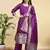 Readymade purple color pure banarasi silk blend top pent dupatta set