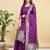 Readymade purple color pure banarasi silk top pent dupatta set