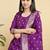 Readymade purple color pure banarasi silk top pent dupatta set