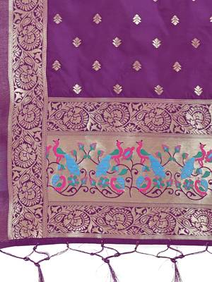 Readymade purple pure banarasi silk blend top pent dupatta set 5
