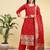 Readymade red color pure banarasi silk top pent dupatta set