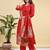 Readymade red color pure banarasi silk top pent dupatta set