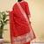Readymade red color pure banarasi silk top pent dupatta set
