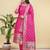 Readymade pink color pure banarasi silk top pent dupatta set