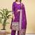 Readymade purple color pure banarasi silk top pent dupatta set