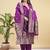 Readymade purple color pure banarasi silk top pent dupatta set