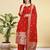 Readymade red color pure banarasi silk top pent dupatta set