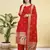 Readymade red color pure banarasi silk top pent dupatta set