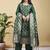 Readymade green color pure banarasi silk top pent dupatta set