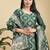 Readymade green color pure banarasi silk top pent dupatta set