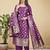 Readymade purple color pure banarasi silk top pent dupatta set