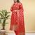 Readymade red color pure banarasi silk top pent dupatta set