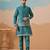 Turquoise viscose silk thread with sequins embroidered work wedding festival party wear straight kurta with jacket