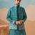 Turquoise viscose silk thread with sequins embroidered work wedding festival party wear straight kurta with jacket