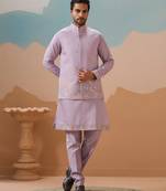 Lavender viscose silk thread with sequins embroidered work wedding festival party wear straight kurta with jacket