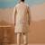 Beige viscose silk thread with sequins embroidered work wedding festival party wear straight kurta with jacket