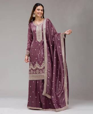 magenta embroidered silk salwar-kameez 1